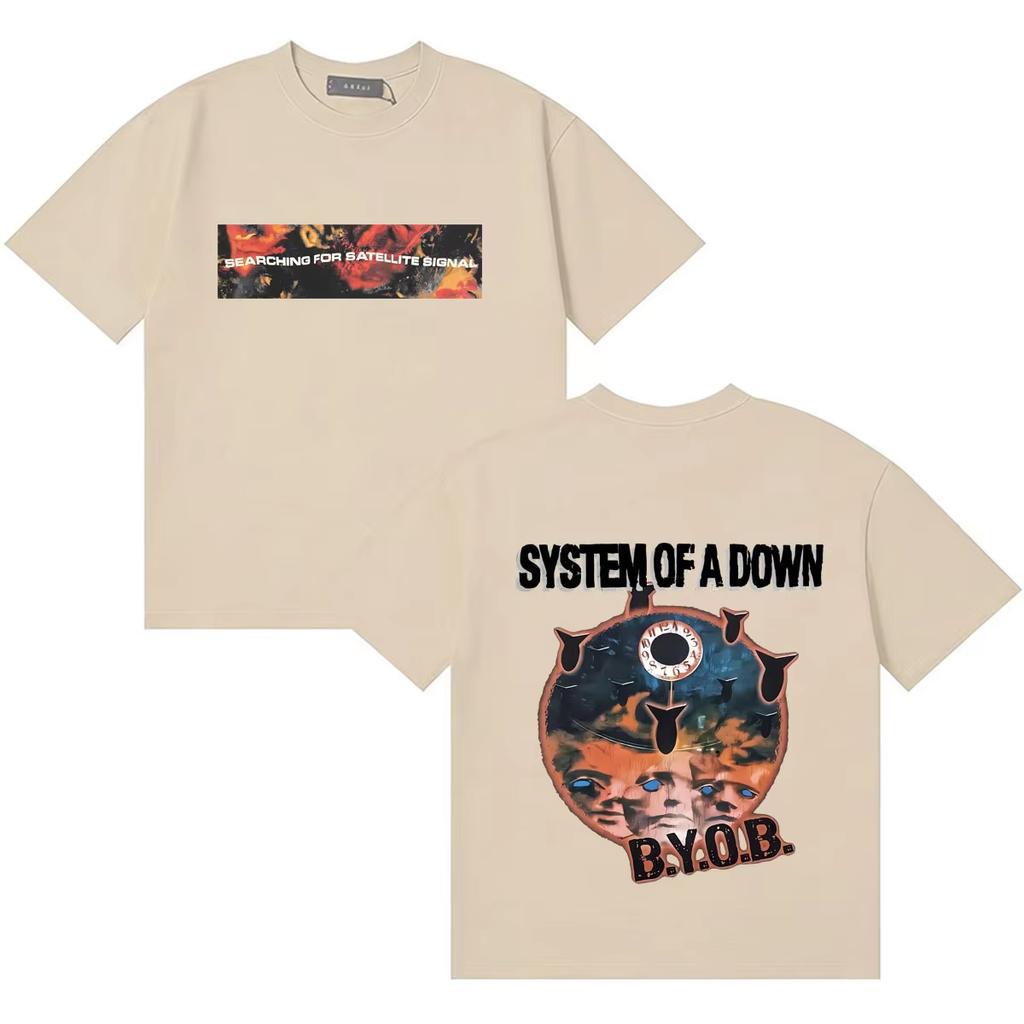 2026 Unisex Oversized Cotton Crew Neck Short Sleeve TShirt High Quality DoubleSided Print System of A Down Tshirt