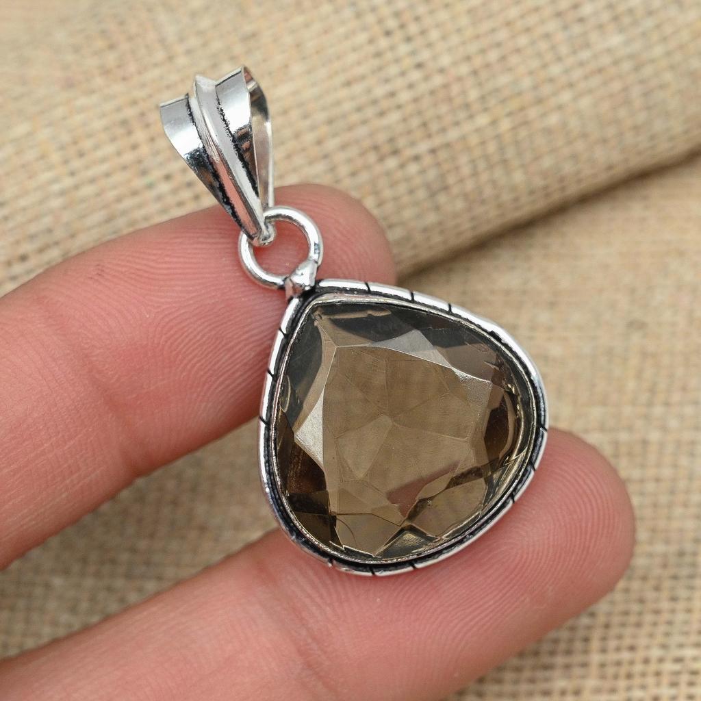 Дымчатый топаз Gemstone 925 Sterling Silver Ювелирные изделия ручной работы Свадебный подарок Подвеска