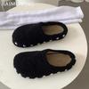 Меховые женские хлопковые тапочки на плоской подошве мюли зимняя мода туфли с открытой пяткой женские 2025 трендовое платье удобные повседневные теплые ботинки женские