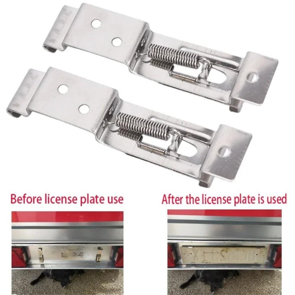 1 Pair Automotive Hardware License Plate Holder Stainless Steel Number Plate Clips License Plate