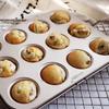 CHEFMADE Muffin and Cupcake Pan, 12-Cavity, Non-Stick, Silver/Black, Body 25.4*19.6*2.3cm, Cups 4.3*3.3cm