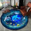 3D иллюзия морского дна, подводный мир, круглый коврик с дельфинами, ковер для гостиной, спальни, диван, декор для игровой комнаты, нескользящий напольный коврик