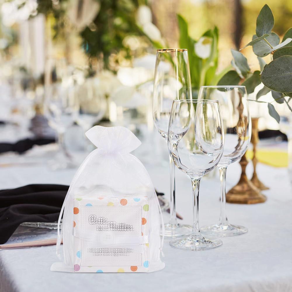 20/30/50pcs Organza Bags White Gold Drawstring Jewelry Gift Bags Wedding Favor Candy Pouches Christmas Party Packaging Small Bag