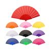 Портативный складной веер пластиковый однотонный тканевый ручной веер китайский элегантный шелковый веер ручной для свадеб, путешествий, вечеринок, танцев, косплея