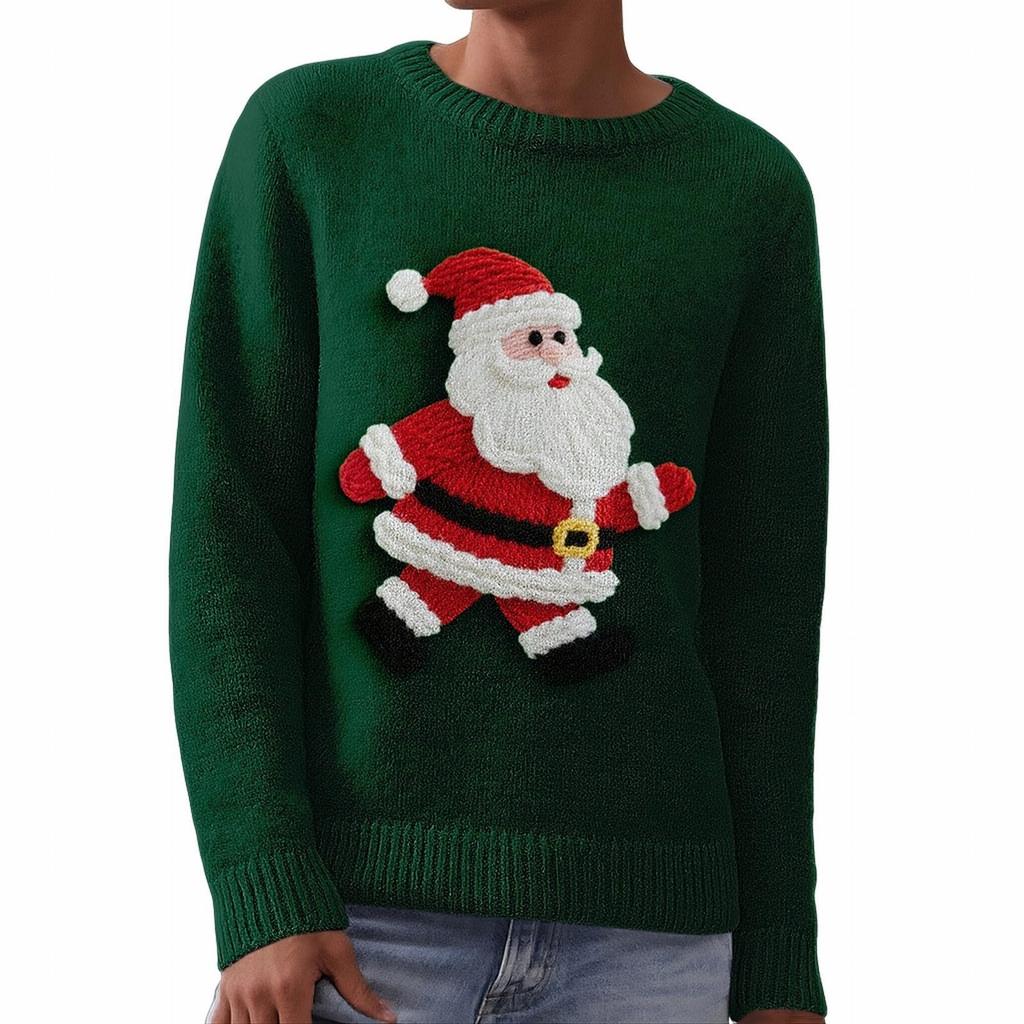 Женский модный пуловер с рождественским принтом, с длинным рукавом и вырезом под горло, вязаный свитер-топ