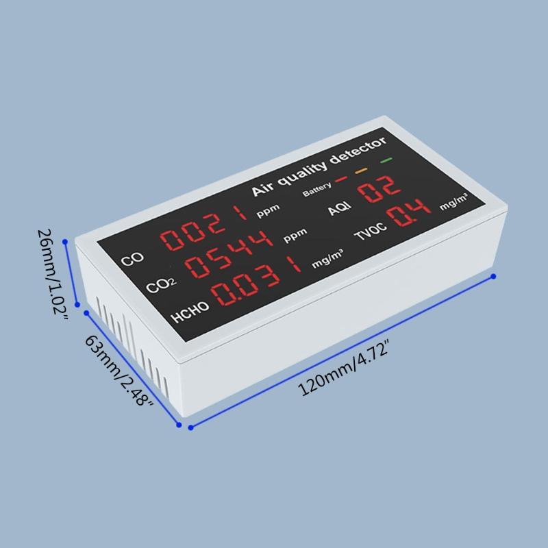 Датчик качества воздуха в помещении Монитор качества воздуха CO2 HCHO TVOC Многофункциональный газоанализатор Реальное время Держатель данных