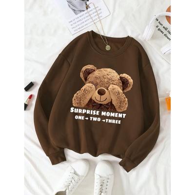 Женский свободный свитер с принтом и круглым вырезом, с длинными рукавами и бархатной толстовкой