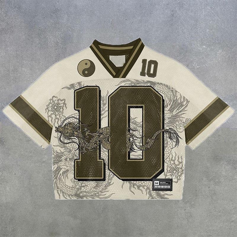 Футболка Y2K American Harajuku Hip Hop Fashion Football Jersey Streetwear Vintage Casual Breathable Splicing Free Short Sleeve