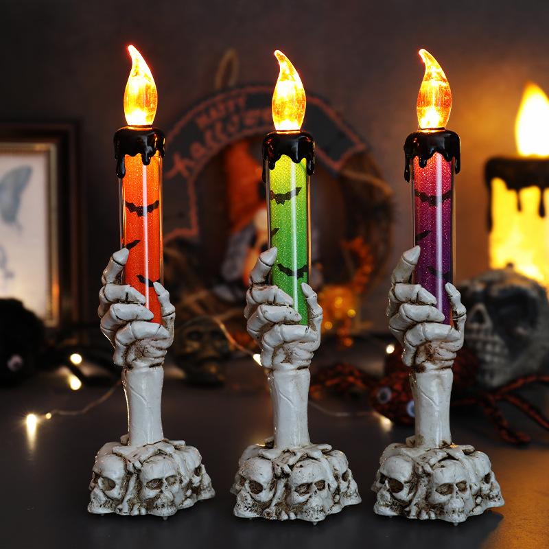 Halloween Skull Candlestick Led Light Skull Ghost Hand Flameless Candle Light Party Bar Decoration Halloween