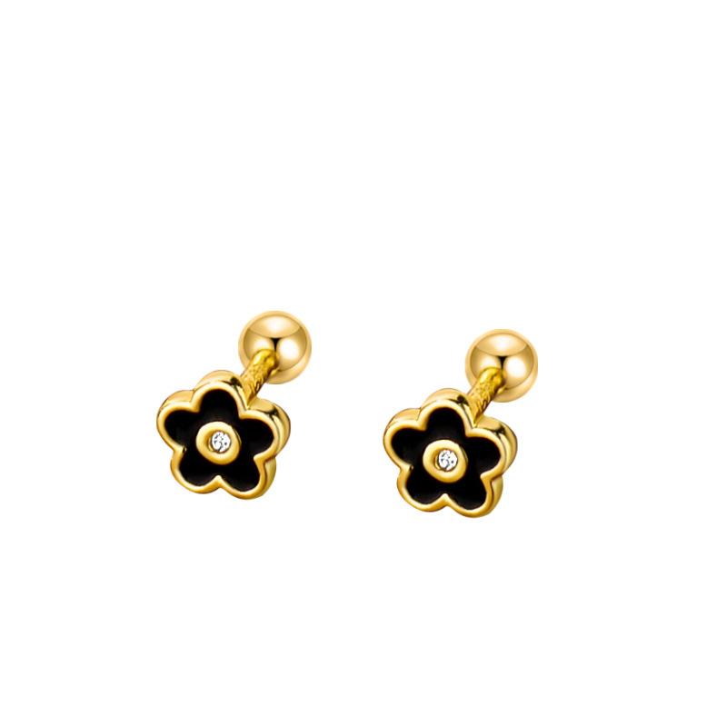 Серьги-винты Fresh Flower Маленькие и изысканные черные цветы Простые серьги-гвоздики Универсальные