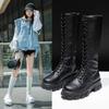 Fashion Women's Mid Calf Boots Padded Shoes Knee High Winter Sneakers Punk Style Military Casual White Black 2025Platform Woman