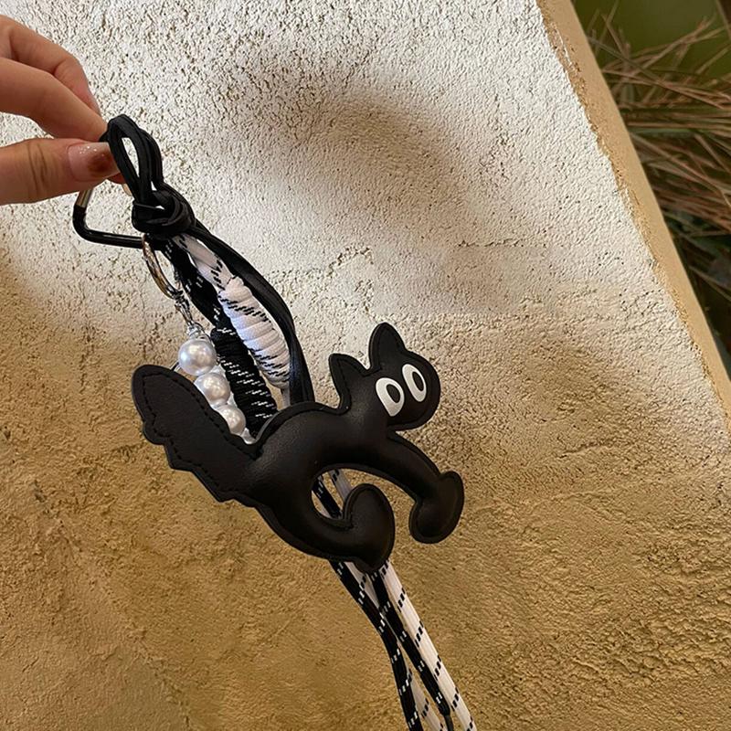 Классическая симпатичная сумка-подвеска в форме кошки из искусственной кожи, симпатичная нейлоновая плетеная веревка, подвеска, украшения для сумки, аксессуары