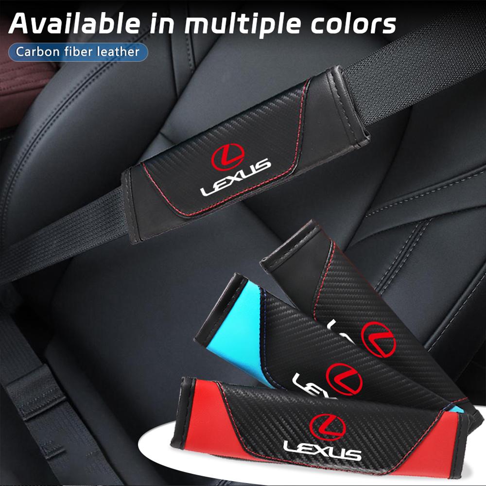 Interior Stickers 2Pcs Leather Car Cotton Seat Belt Pads Safety Shoulder Mat Accessories For Lexus LS LC IS350 ES300h ES300 IS25