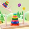 10 Rings Wooden Puzzle Stack Tower Classic Mathematical Toy Educational Toys  Color Cognition
