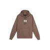 Solid Color Logo Patch Drawstring Hoodie With Fleece Lining Long Sleeve Men Tops Light-Brown DQ7339-274