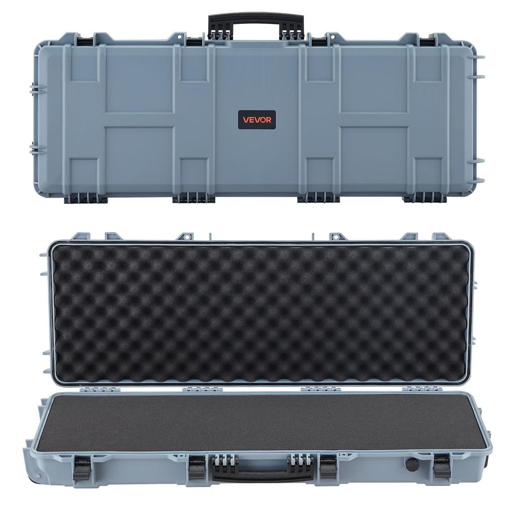 VEVOR Hard Rifle Case, Lockable Rifle Case with Pre-cut Foams, 109 cm Movable Gun Storage with Wheels