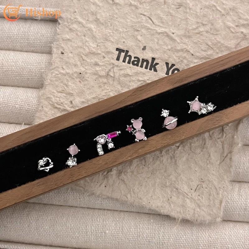 3 пары серег Y2K со звездами и медведем для женщин, серьги с лунным цирконом, модные аксессуары, ювелирные изделия