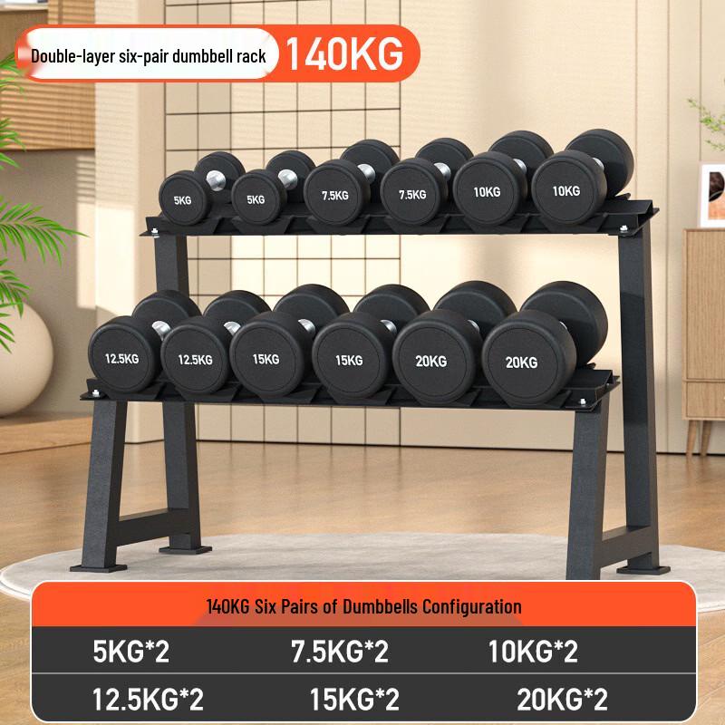 Yimai Commercial PEV Rubber-Coated Dumbbell Set with Rack