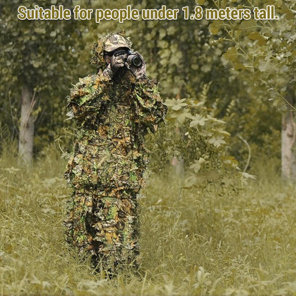 Маскировочные костюмы для мужчин, охотничий камуфляжный камуфляжный пончо с 3D листьями, камуфляжная накидка, плащ-невидимка, маскировочный костюм
