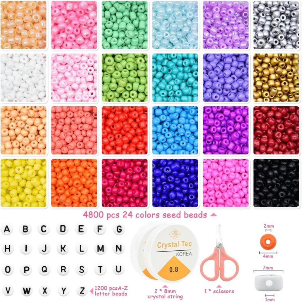 4Mm Glass Rice Beads With Letters Beaded Material Diy Earrings Bracelet Jewelry Accessories Set
