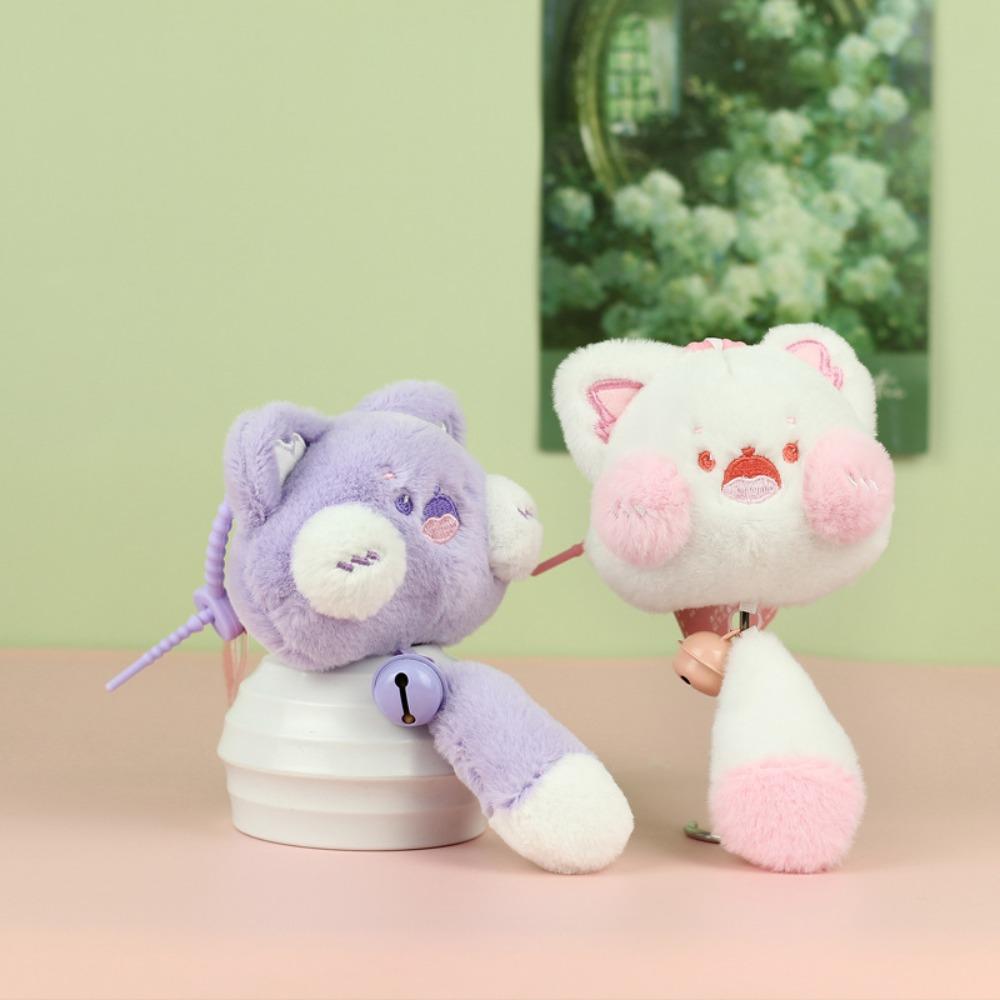 PP Cotton Cat Plush Keyring Long Tail Plush Cat Doll Pendant Plush Cat Keychain Bag Pendant