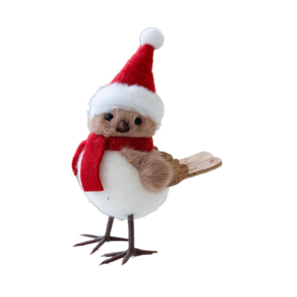 Christmas Table Decorations Bird Figurine Plush Doll Cute Ornamental Bird for Home Holiday Winter Party Decor