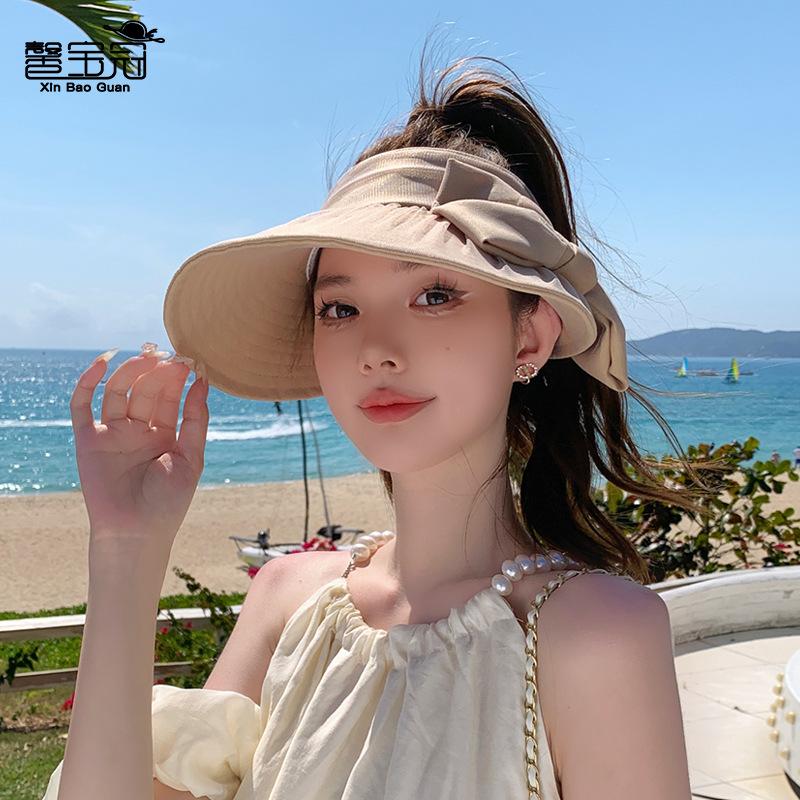 8512 Летняя тюлевая шляпа-бант с открытым верхом, универсальная модная шляпа от солнца и солнца, маленькая шляпка, женская, трендовая