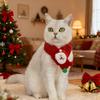Christmas Pet Scarf Knitted Cat Scarf with Pompom Xmas Trees Santa Claus Scarf Fuzzy Xmas Hat with Star Topper for Festive Party Photo Shoots