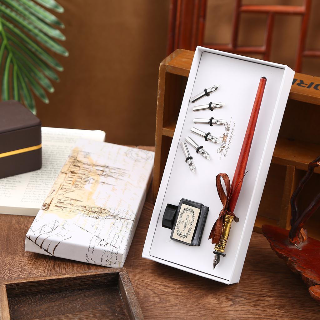 Vintage Student Pen Gift Box Metal Nib Pen, Calligraphy Pen Training Class Gift Pen Set