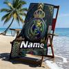 Custom Name Personalized Real Madrid CF Print Beach Towel, for Trip Camping Beach Party Home Decor, Birthday Gift for Family & Friends