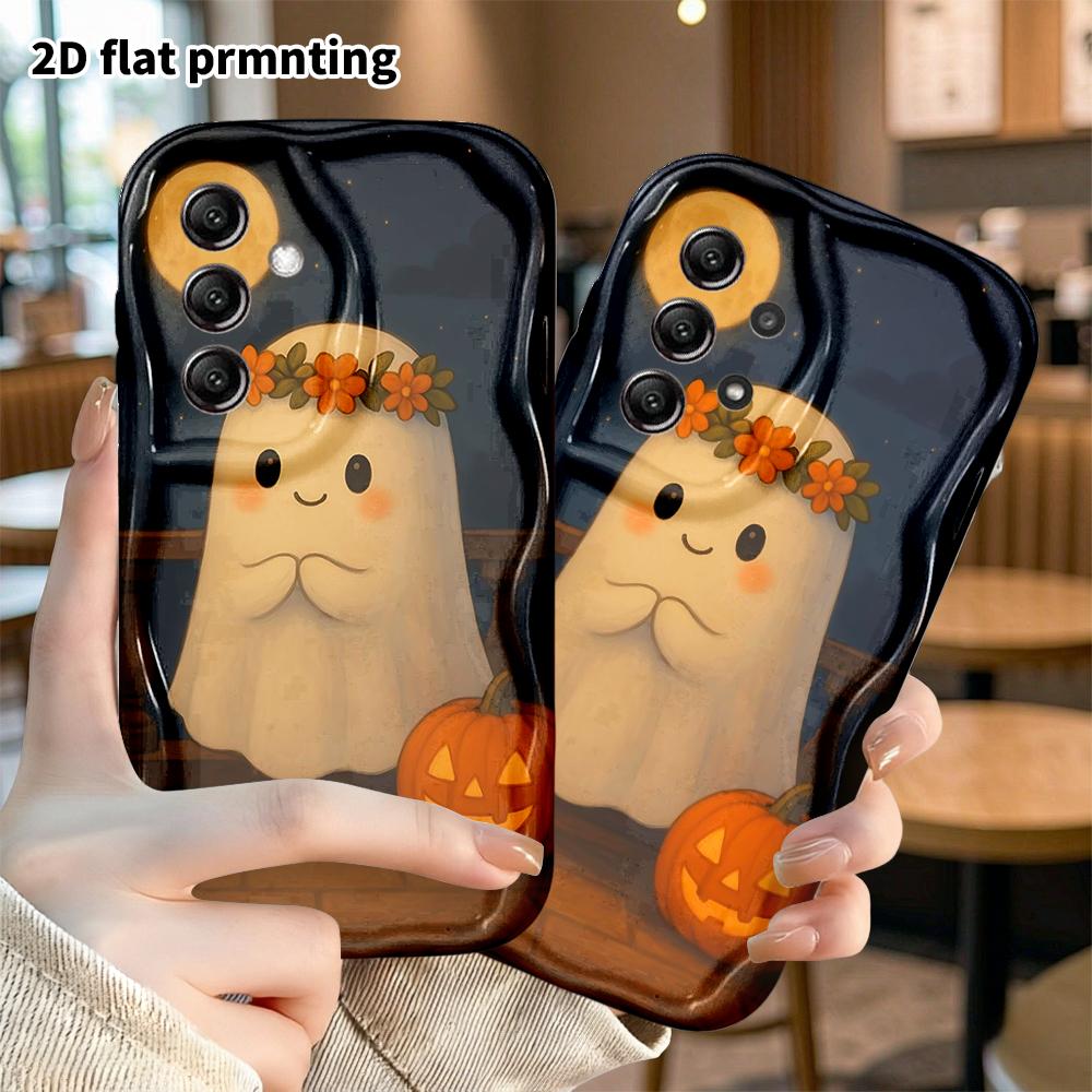 Phone Case: 2D Flat Samsung Galaxy A34 A35 M05 M06 S20 S22 S21 FE Plus 5G Protective Case, Cute Little Ghost, Christmas and Halloween Gift