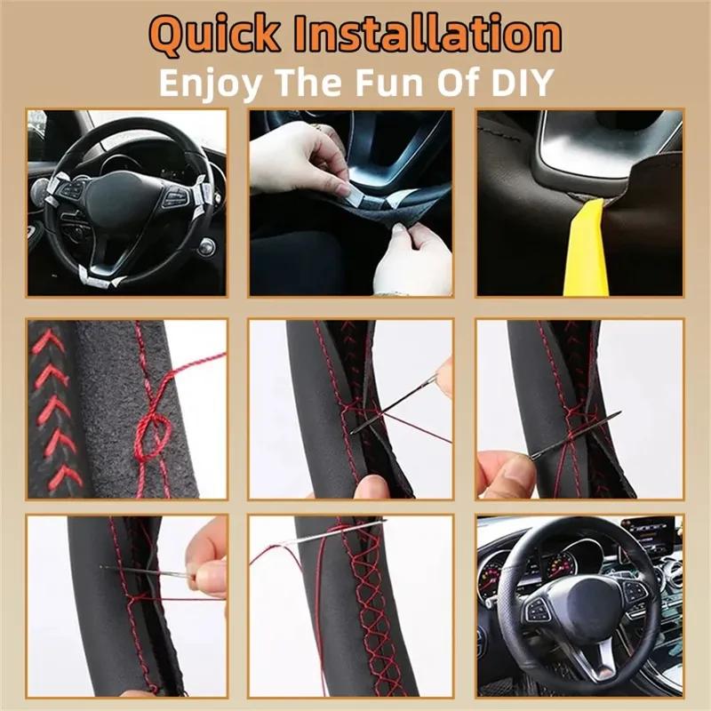 DIY Microfibre Leather Car Steering Wheel Cover Auto Interior Accessories For Mitsubishi Pajero 2008-2011 V73 2011 L200