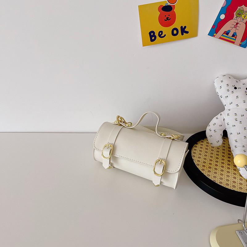 Stylish Korean Children's Bag For Girls Fashionable Cylinder Tote Purse In Bright Colors