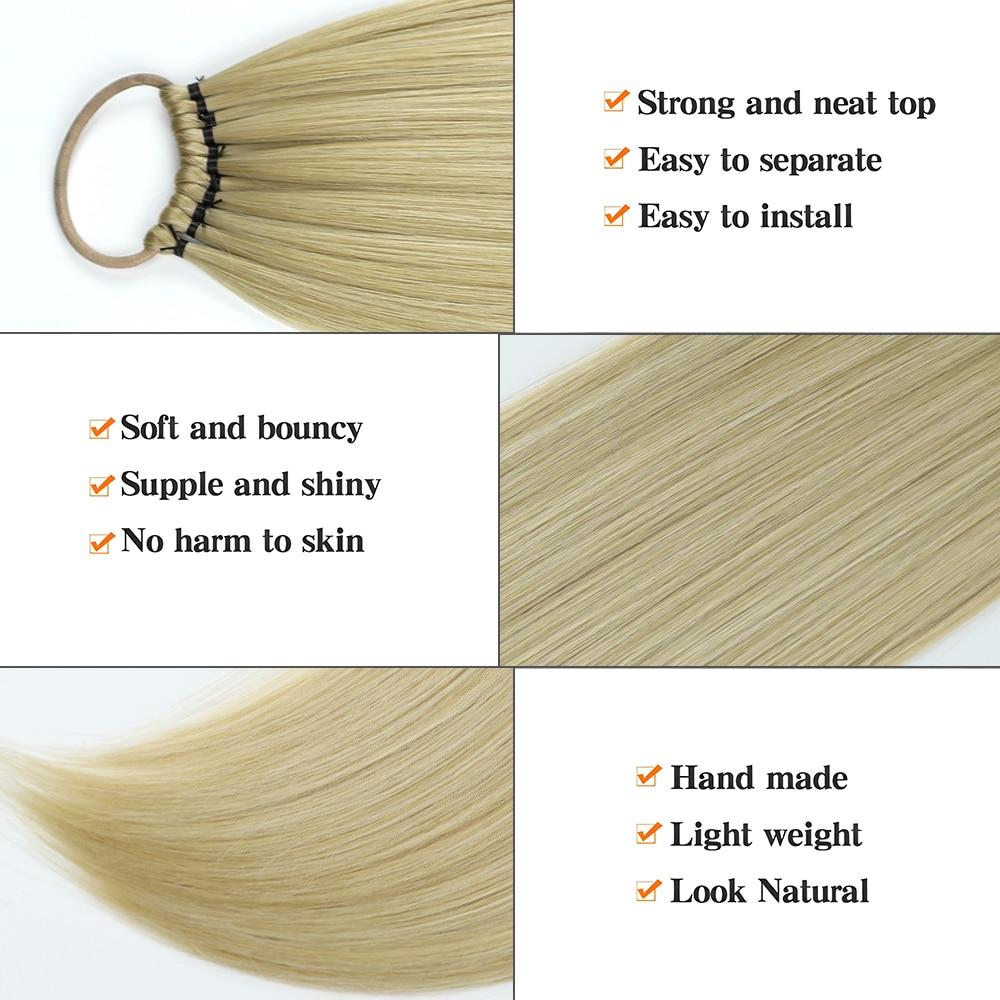MISSQUEEN Synthetic Ponytail Extensions Wrap Around Elastic Hair Band Stretched Straight Ponytail With Rubber Band Braiding Hair For Women