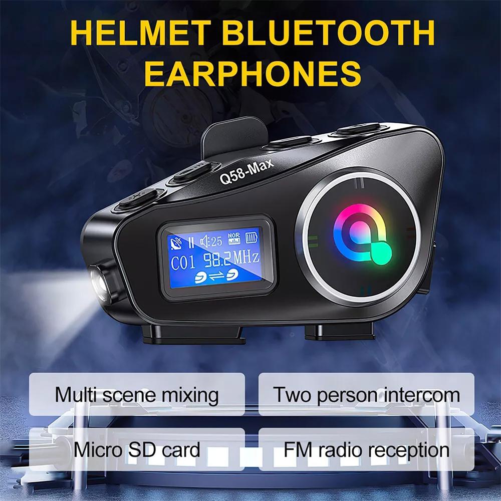 Автомобильная Bluetooth-гарнитура Мотоциклетная рация Шлем ЖК-дисплей Водонепроницаемая максимальная 32 ГБ