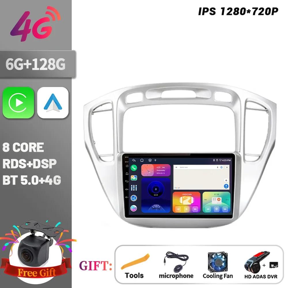 Беспроводной экран CarPlay Стерео Android 14 Для Toyota Highlander 1 XU20 2001-2007 Автомагнитола Мультимедийная навигация Сенсорный экран