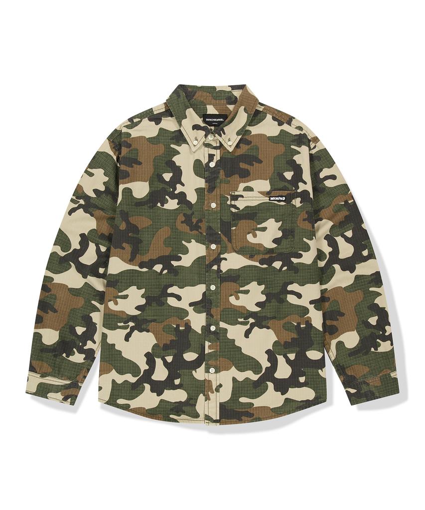 Винтажная стираная рубашка WKNDRS (Camo)