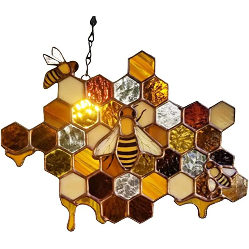 Wall Hangings Acrylic Beehive Suncatcher Bumblebees Hanging Window Decoration 20 Inch By 15 Cm