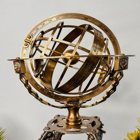 Латунный армилляр 45,72 см с рабочим компасом, латунная армиллярная сфера Льва, астролябия, морская настольная армиллярная сфера, глобус
