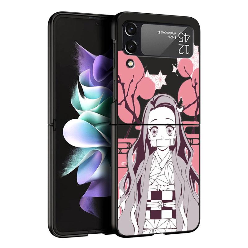 Японское аниме для Samsung Galaxy Z Flip 3 Zflip3 Z Flip 4 5g Zflip Kurama Demon Slayer, черные противоударные чехлы, чехол, чехол