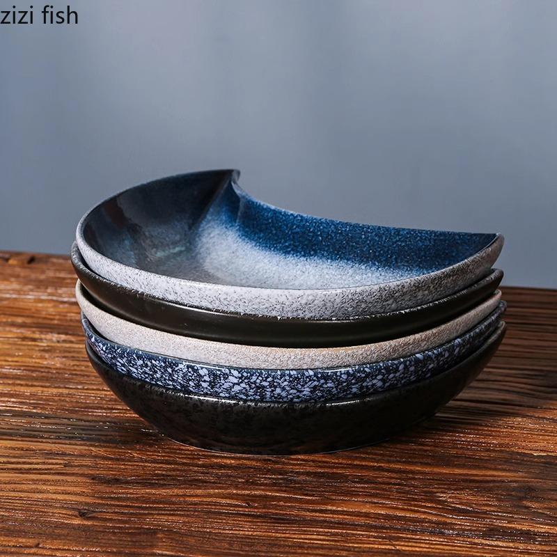 Керамическая тарелка в японском стиле, салатная тарелка, десертная тарелка, тарелки для закусок, сервировочные тарелки, фирменная посуда для ресторана