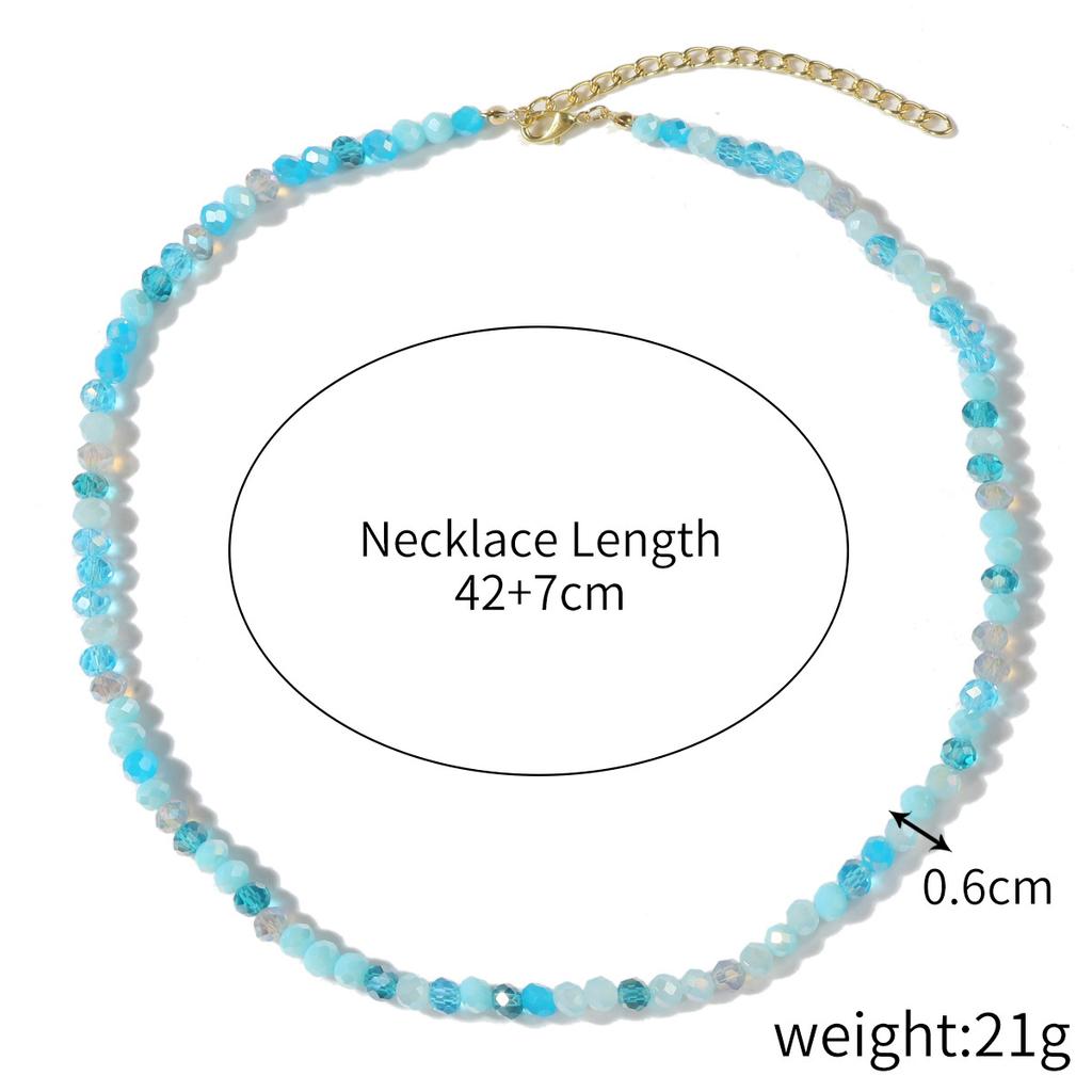 Necklace for Women Crystal Beaded Collarbone Chain Ins Simple Shell Necklace Female Colorful Natural Crystal Rice Bead Necklace