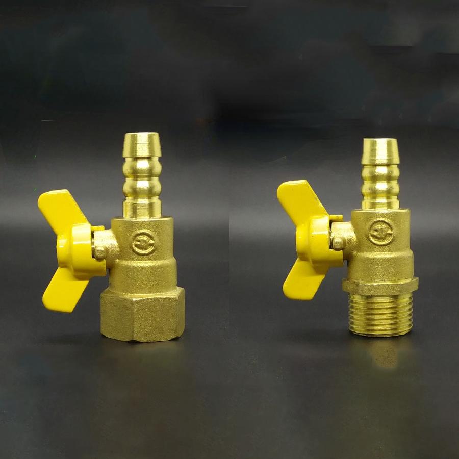 1/4" 3/8" 1/2" BSP Наружная Внутренняя x 8мм 10мм 12мм Латунный Шаровый Кран с Отсечкой Топливо Газ Вода С Желтой Бабочкой Ручкой