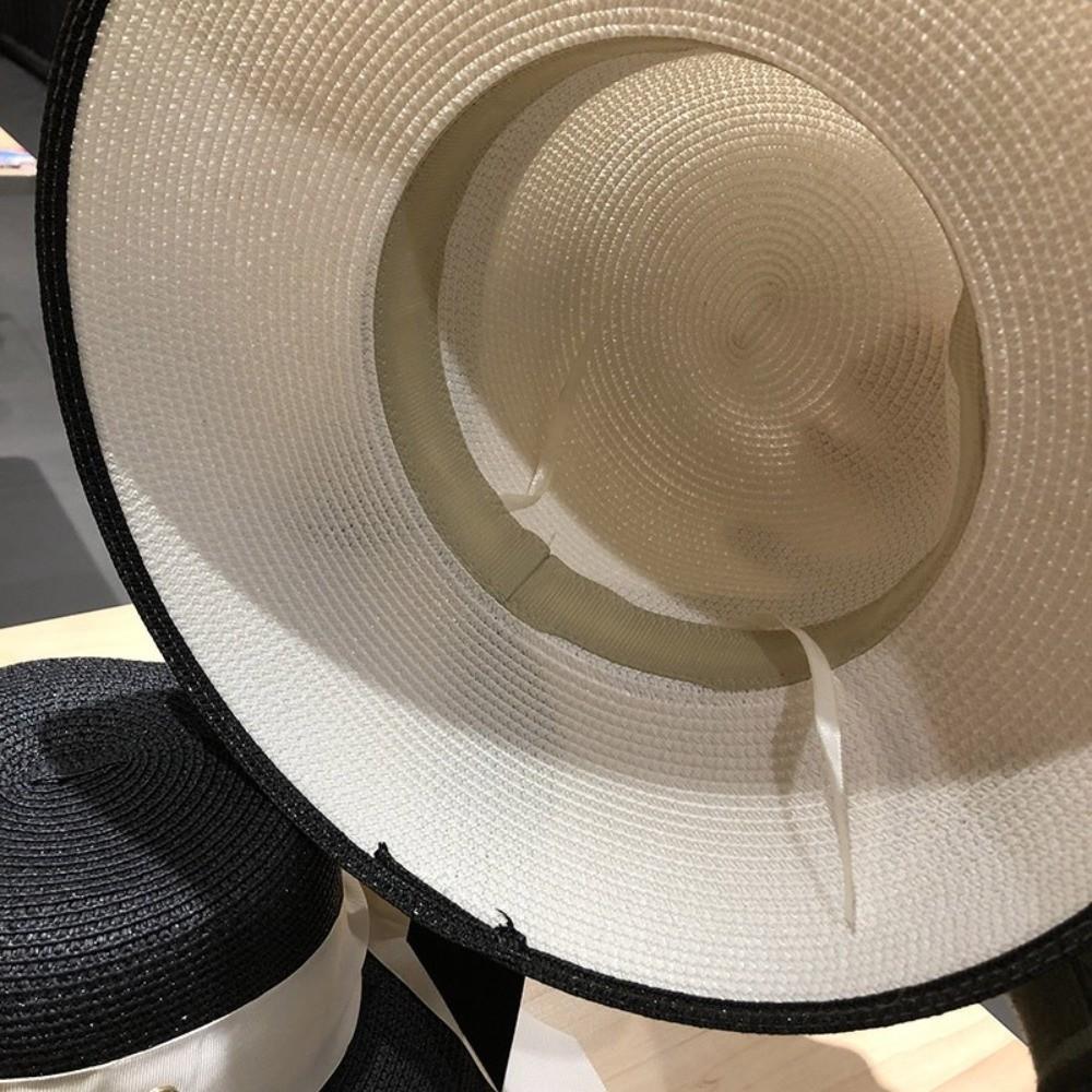 Silk Strap Wide Brim Hat Sun Protection Summer Sun Cap Elegant Beach Bucket Hat Women