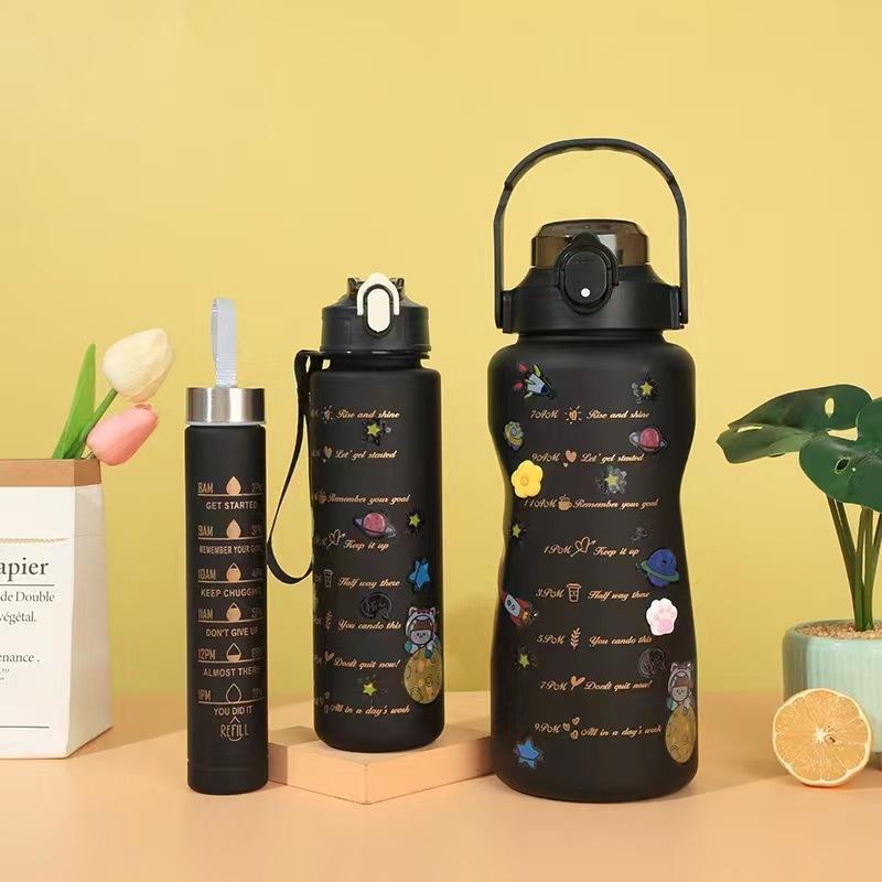 Набор из 3 предметов градиентной сетки красного цвета, пластиковая соломенная чашка для воды большой емкости, мужская и женская повседневная чашка для изменения цвета