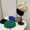 Осень и зима кашемировая вязаная контрастных цветов твидовая беретка женская литературная мода эластичная лента от пота шляпа художника