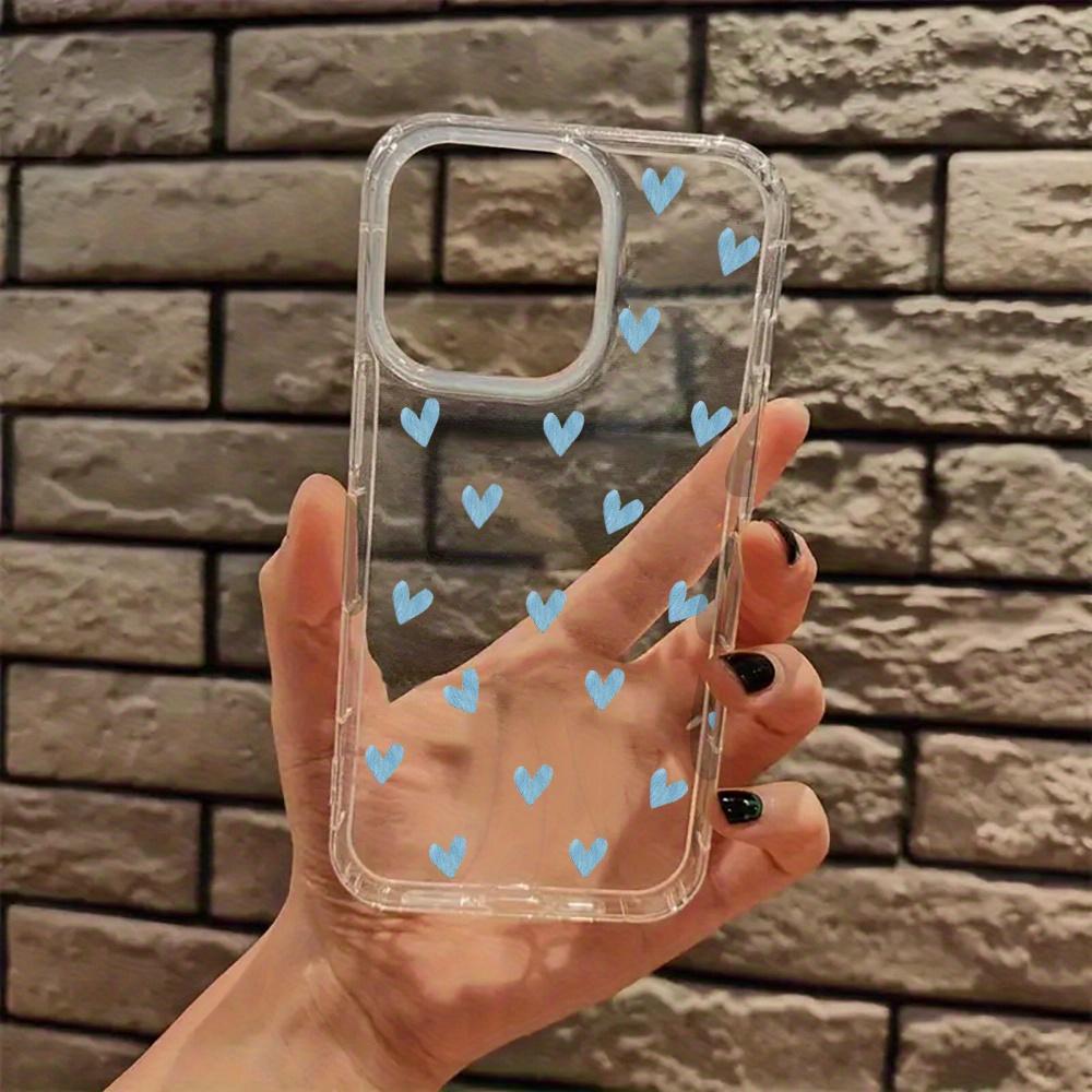 Прозрачный чехол для телефона в форме синего сердца для iPhone 17 16 15 14 13 12 11 Pro/ Max /Plus противоударная задняя крышка