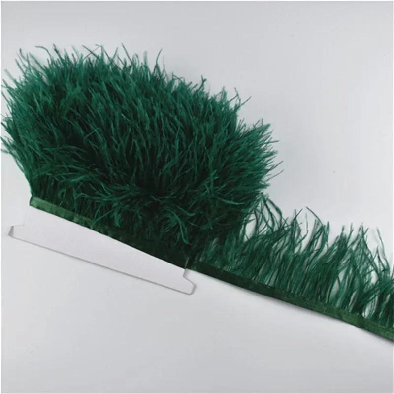 Feather1Meters Ostrich Feathers on Tape Ribbon Fringe Trim 8-10cm DIY Skirt Sewing Trimmings Clothes White Feather DIY Decor Decoration