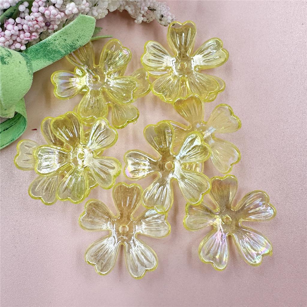 Hanmade Beads Necklace Pendant DIY Beads Acrylic Flower Beads 10Pcs 26.5mm Bead Jewelry Making