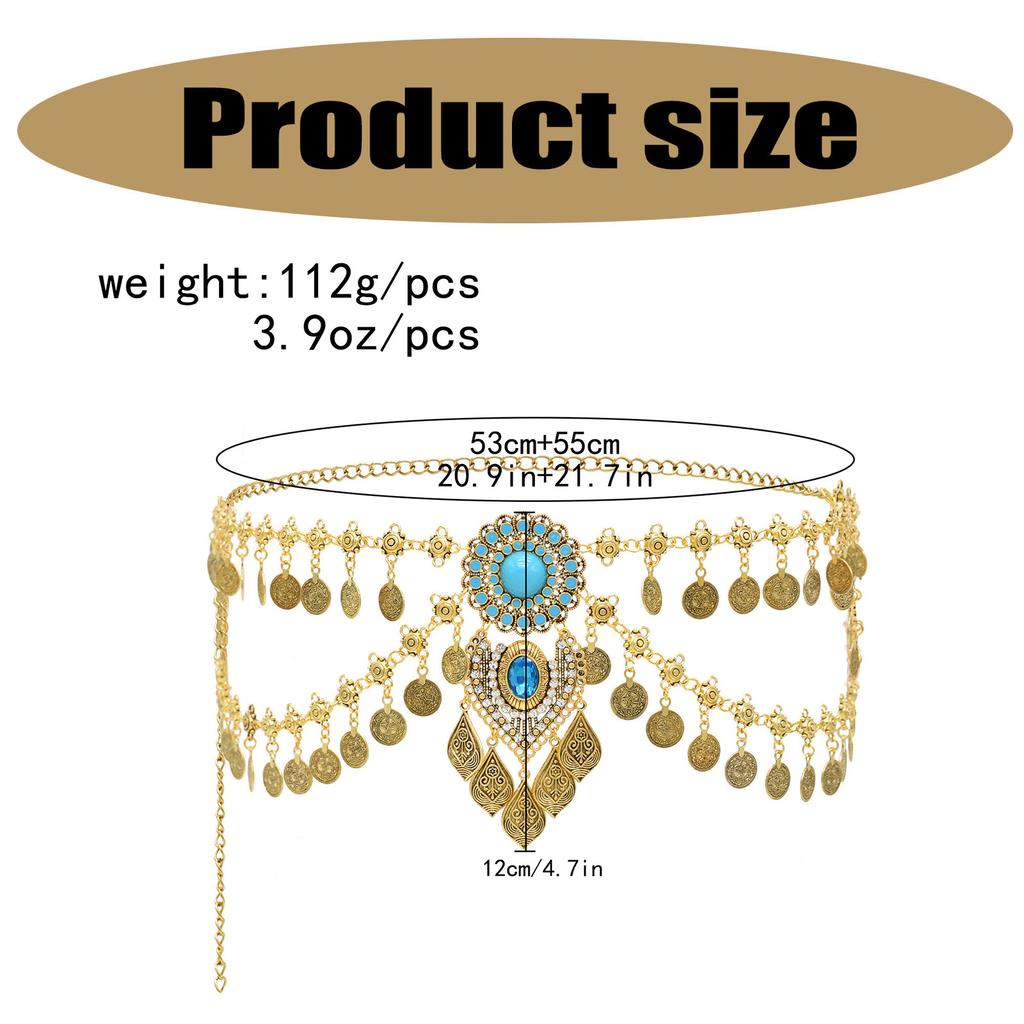 Ретро Цепь Пояс Многослойная Цепь для Талии с Монетой и Бахромой Дизайн для Костюмов для Танца Живота и Вечерних Нарядов
